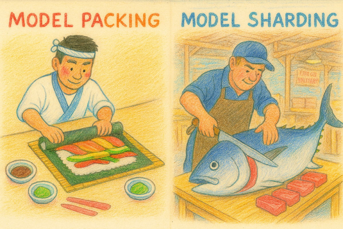 Model sharding vs model packing