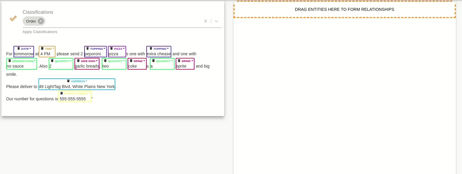 Pizza Relation Annotation